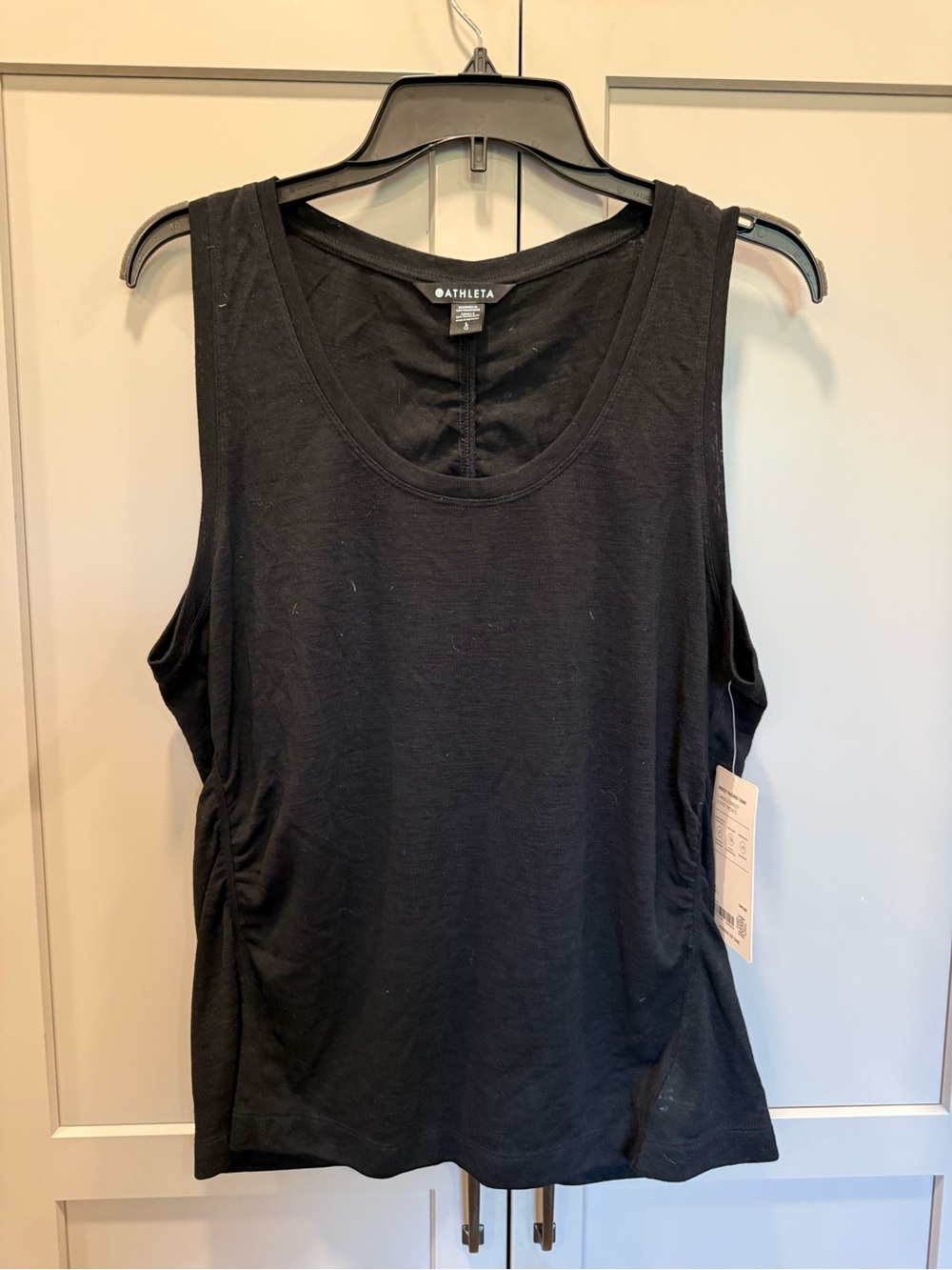 NWT Athleta Black Scoop Neck Tank with Side Shirring